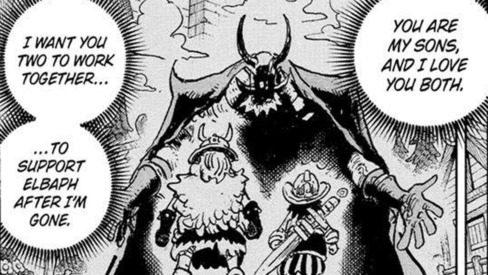 Loki and Hajrudin with their father, King Harald (Image via Shueisha)